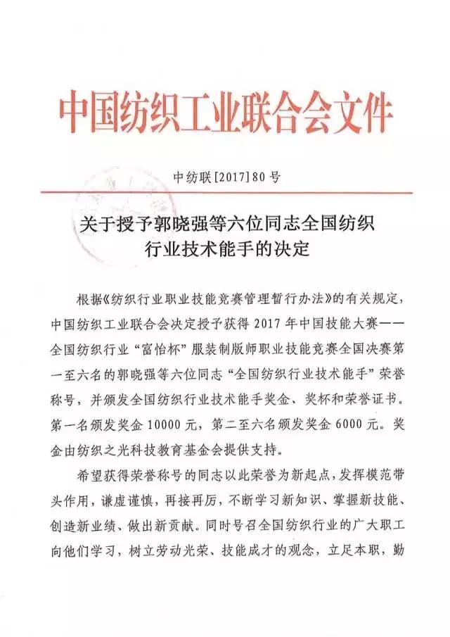 全國紡織行業(yè)“富怡杯”服裝制版師職業(yè)技能競賽獲獎名單揭曉！